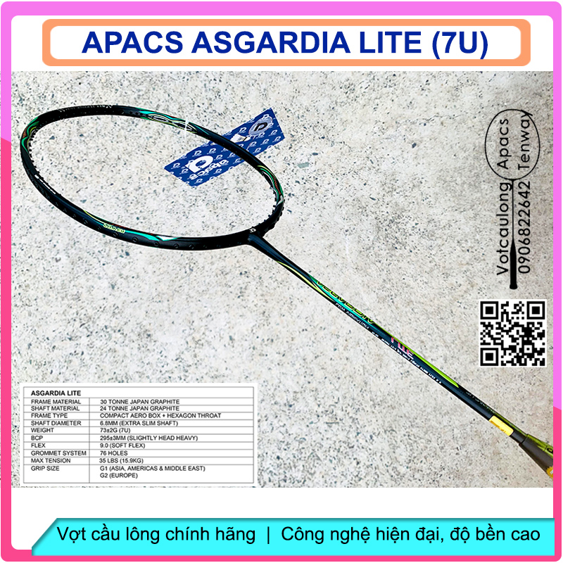 Vợt cầu lông Apacs Asgardia Lite - 7U (73gr)| Mẫu vợt 7U siêu nhẹ, sơn nhám cá tính