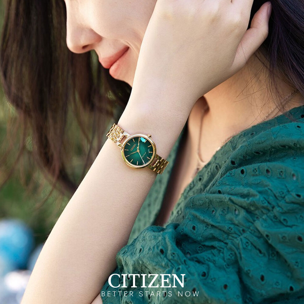 Đồng Hồ Nữ Citizen Dây Thép Không Gỉ EM0993-82Z - Mặt Xanh