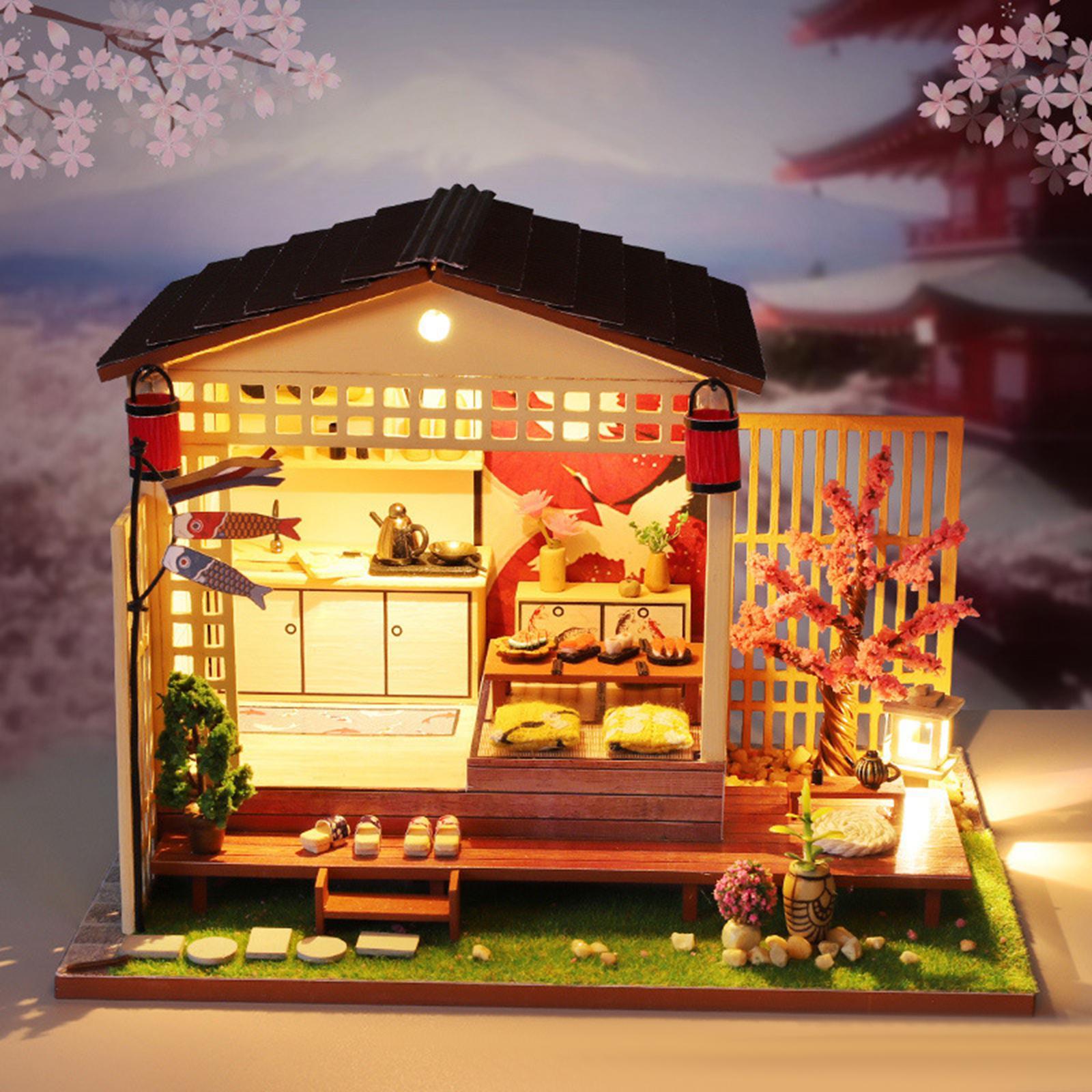 Creative Wooden Dollhouse DIY 3D Puzzle with Light & Furniture,Handcraft Cottage Accessory Valentine'S Gift