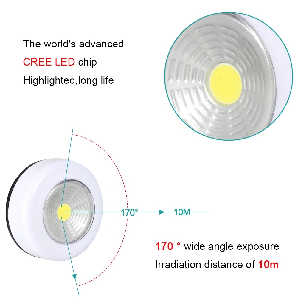 Đèn Led Không Dây Dán Tường Dùng Pin Siêu Sáng