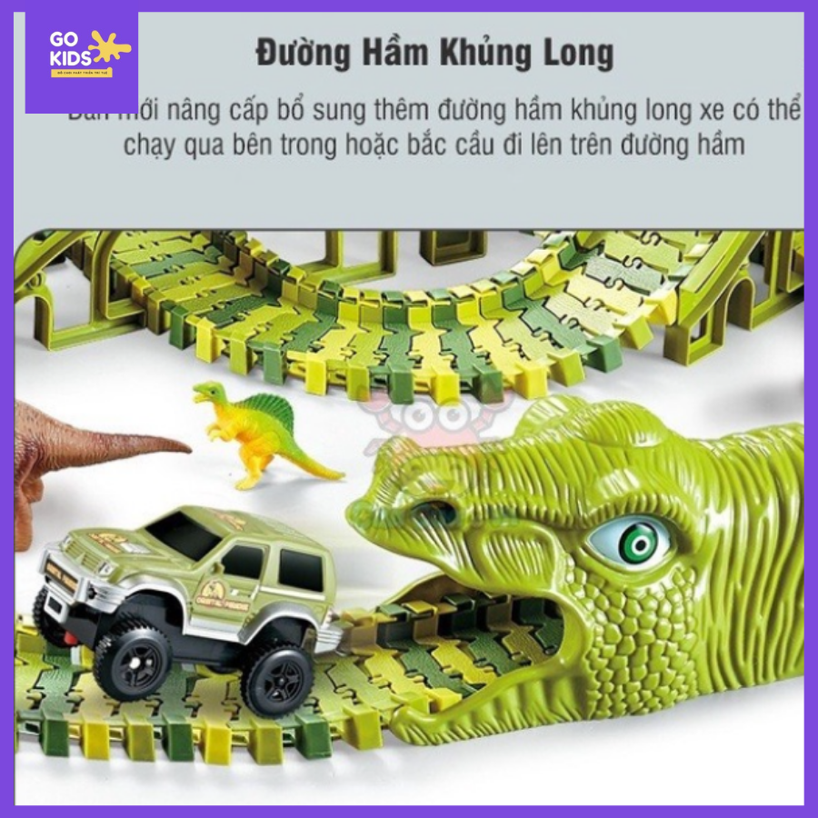 Bộ đồ chơi lắp ráp đường đua ô tô khủng long cỡ lớn 240 chi tiết