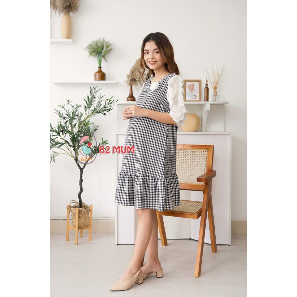 L170 Yếm liền caro tay tơ bèo