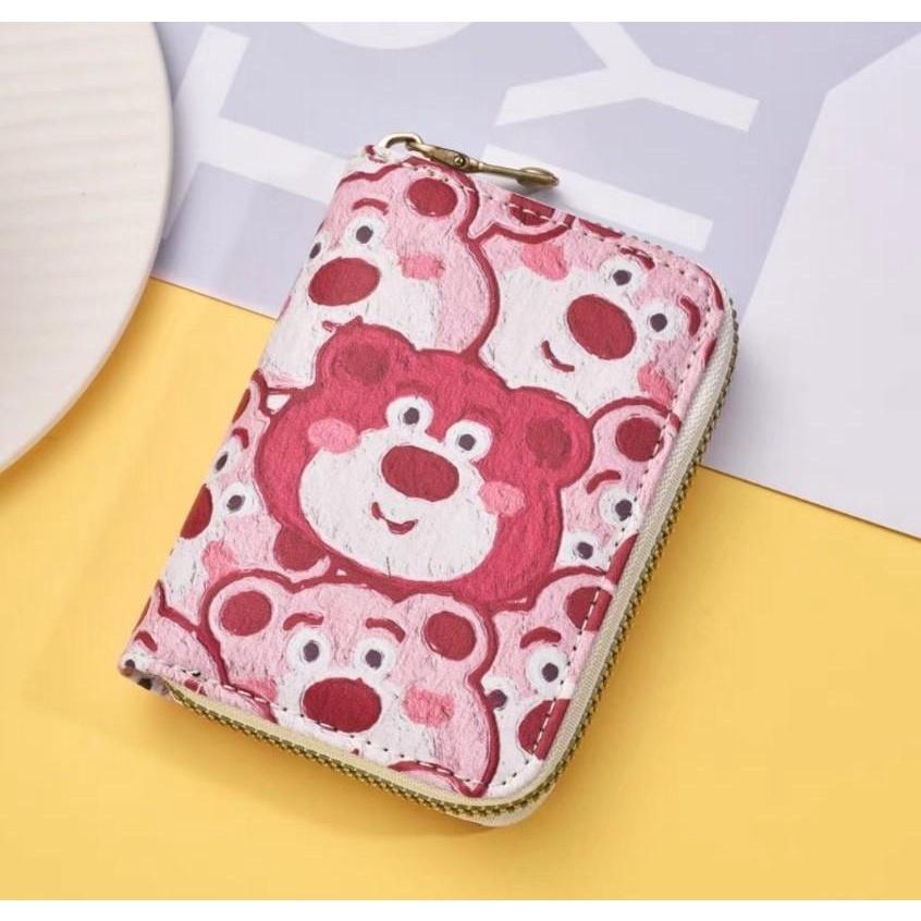 Ví mini cầm tay nam nữ hoạ tiết gấu dâu lotso Túi đựng thẻ tiện lợi