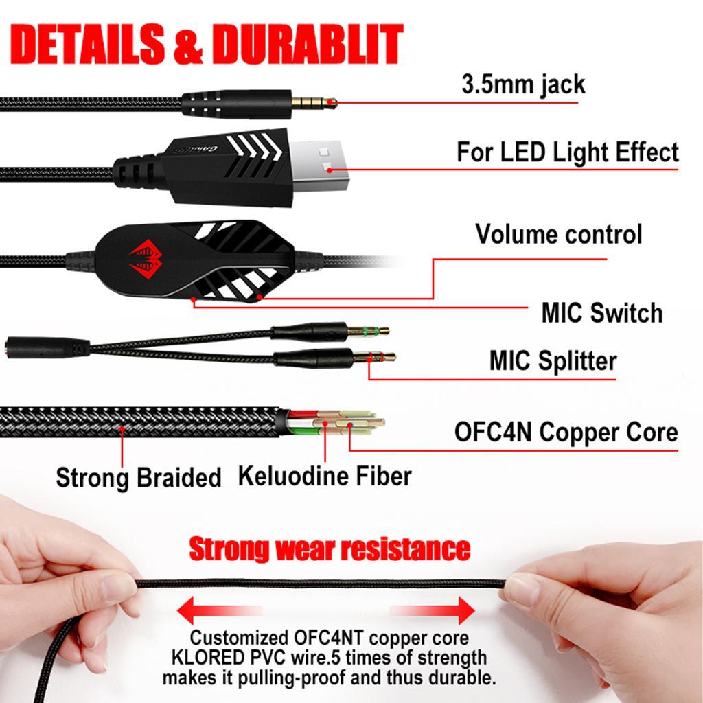 Blesiya Over Ear Gaming Headset with MIC Earpiece 3.5mm Interface