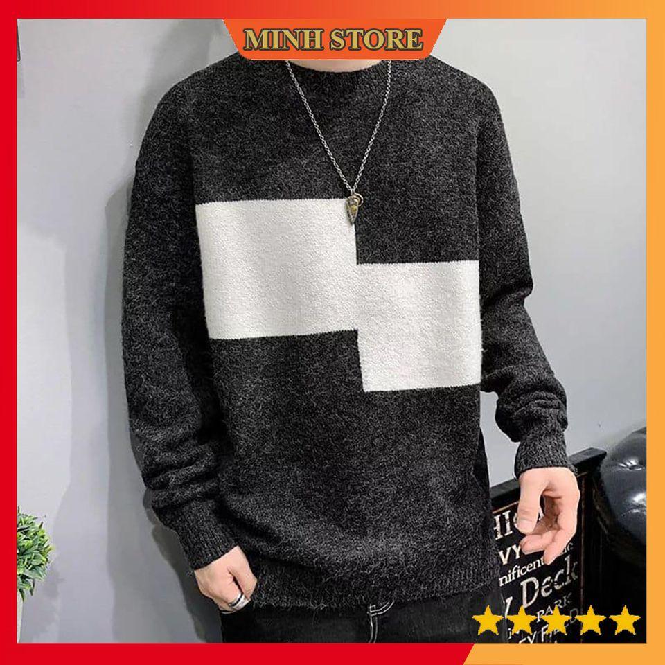 Áo len nam cổ tròn dài tay ô vuông, áo len nam cao cấp phong cách trẻ trung AL05 - MINHSTORE