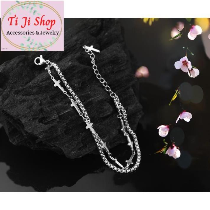 LẮC TAY NỮ INOX THÁNH GIÁ TẦNG - đẹp, không đen,