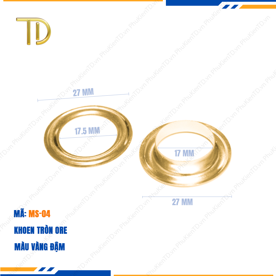 Khoen ore mắt cáo, Khoen mắt cáo ore, Vòng khoen túi xách 27mm công nghệ mạ điện độ bền 5-8 năm