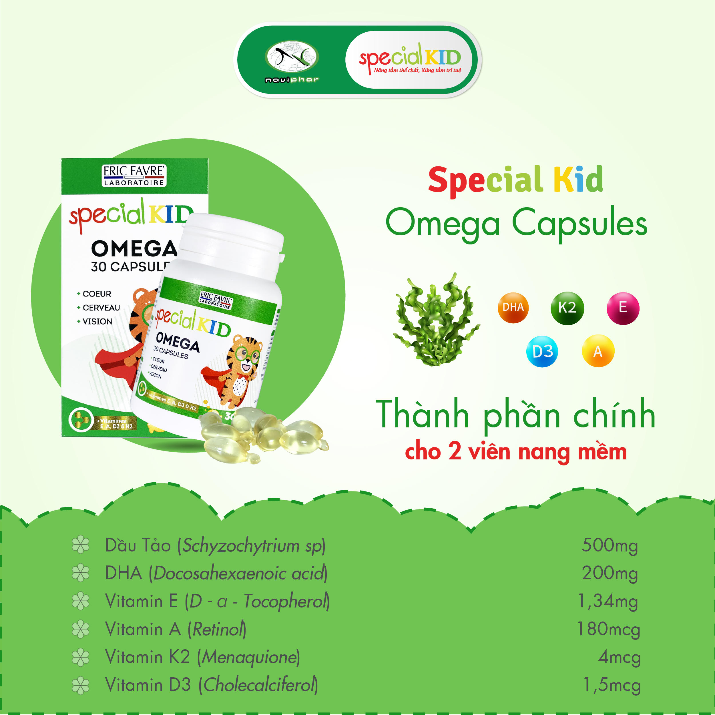 [Hộp 30 viên]TPBVSK Special Omega Capsules - Tinh dầu bổ sung Omega, DHA - Tốt cho não bộ và tim mạch, hỗ trợ tăng cường thị lực [Nhập khẩu Pháp]