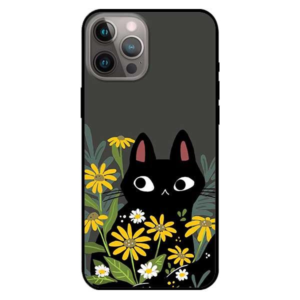 Ốp lưng dành cho Iphone 12 Mini - Iphone 12 - Iphone 12 Pro - Iphone 12 Pro Max - Mèo Đen Hoa Vàng