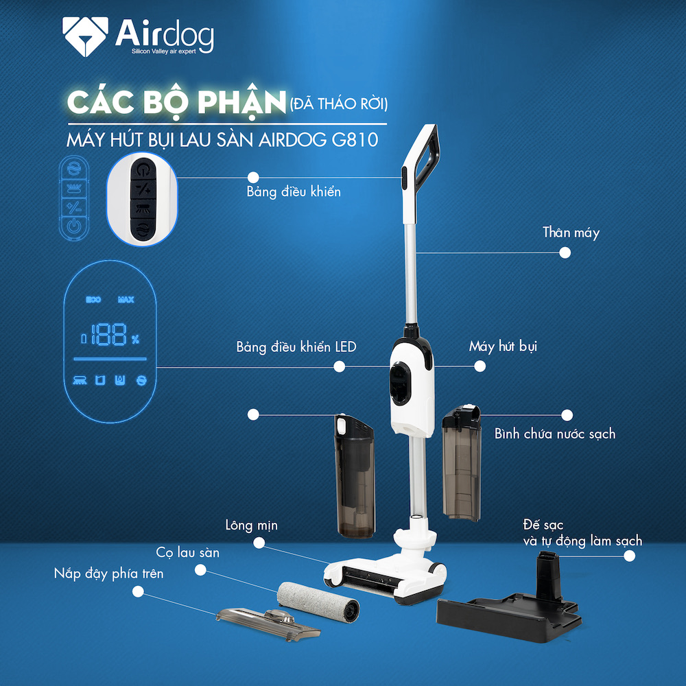 Máy hút bụi lau sàn Airdog GT810 - Bảo hành chính hãng 12 tháng