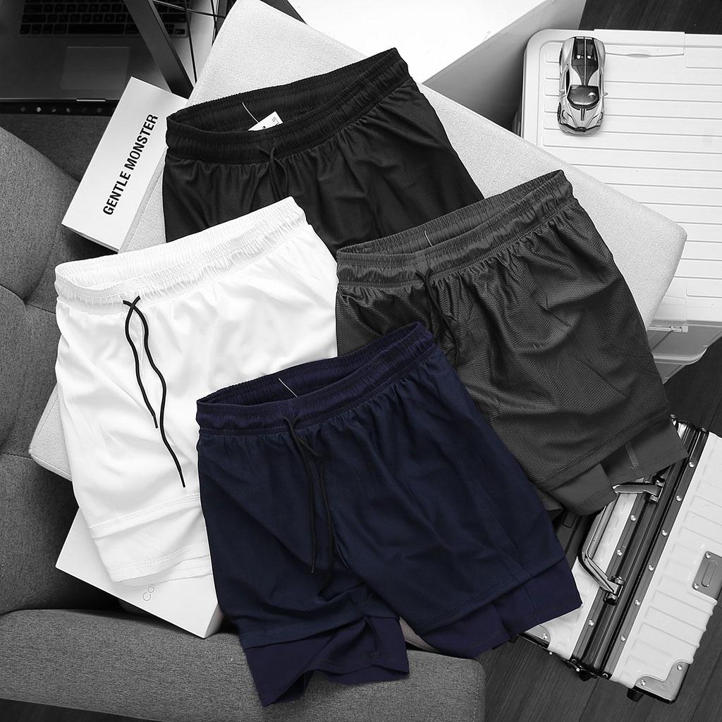Quần Short Nam Gym-Chạy Bộ RUNNER G525, Vải Dù Gió 2 Lớp Xịn Xò, 3 Túi Khóa Kéo - GUGOSTAR
