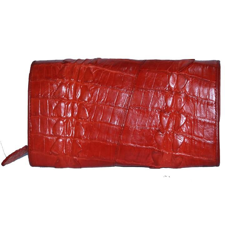Túi đeo nữ da cá sấu Huy Hoàng 2 gai màu đỏ HC6270