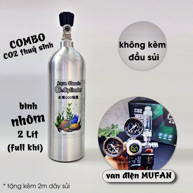 COMBO CO2 NHÔM 2 LÍT + Van Điện Mufan & Cốc Sủi  || Bộ CO2 Nhôm Cho Hồ Thuỷ Sinh