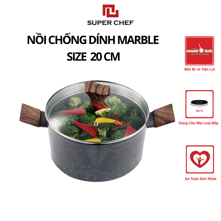 Bộ nồi chảo chống dính Marble Super Chef Tiện Lợi, Bền Bỉ NCQM20-18