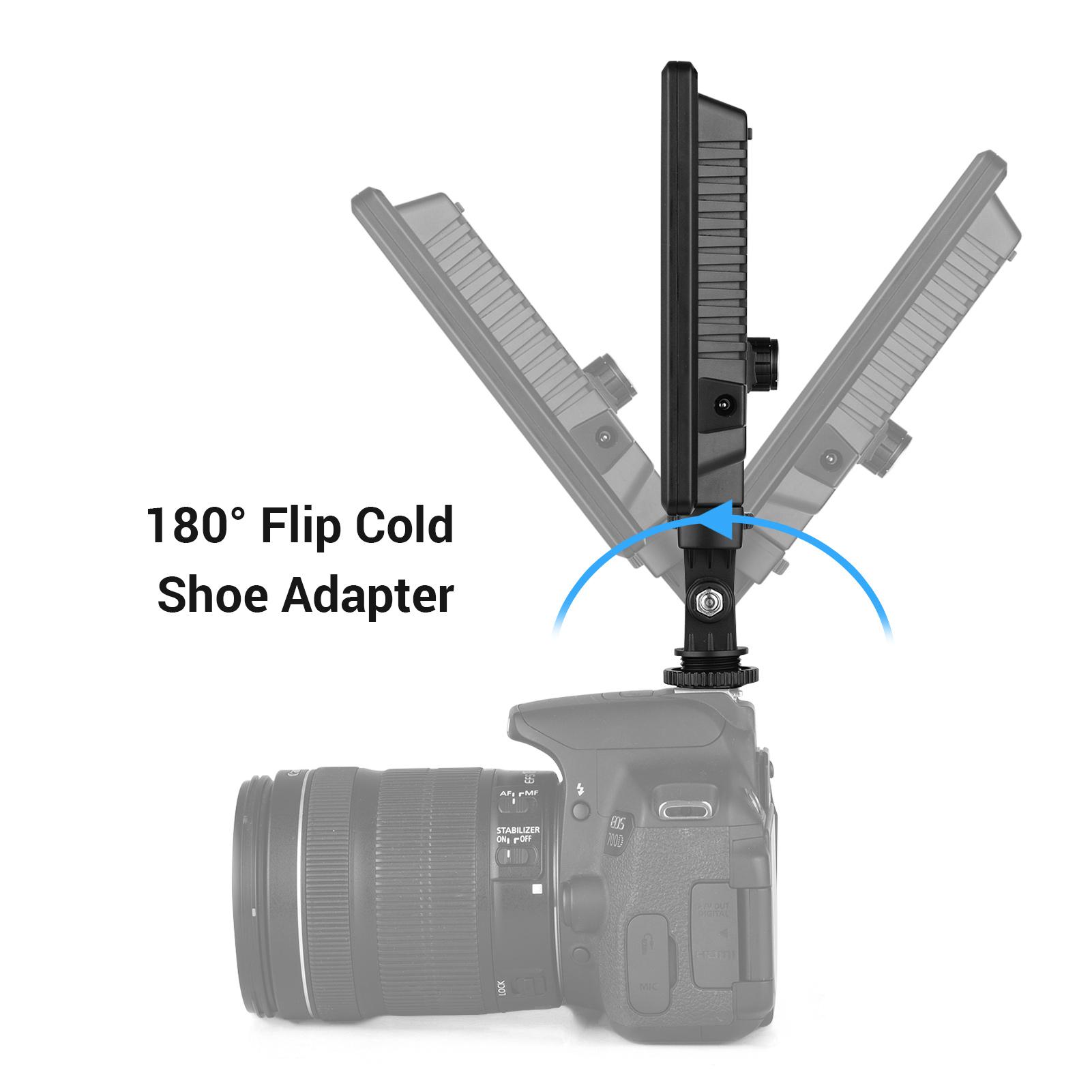 Đèn video LED trên máy ảnh 15W 3200-5600K CRI95 + Màn hình LCD có thể thay đổi độ sáng vô cấp hai màu với Giá đỡ giày lạnh NP-F570