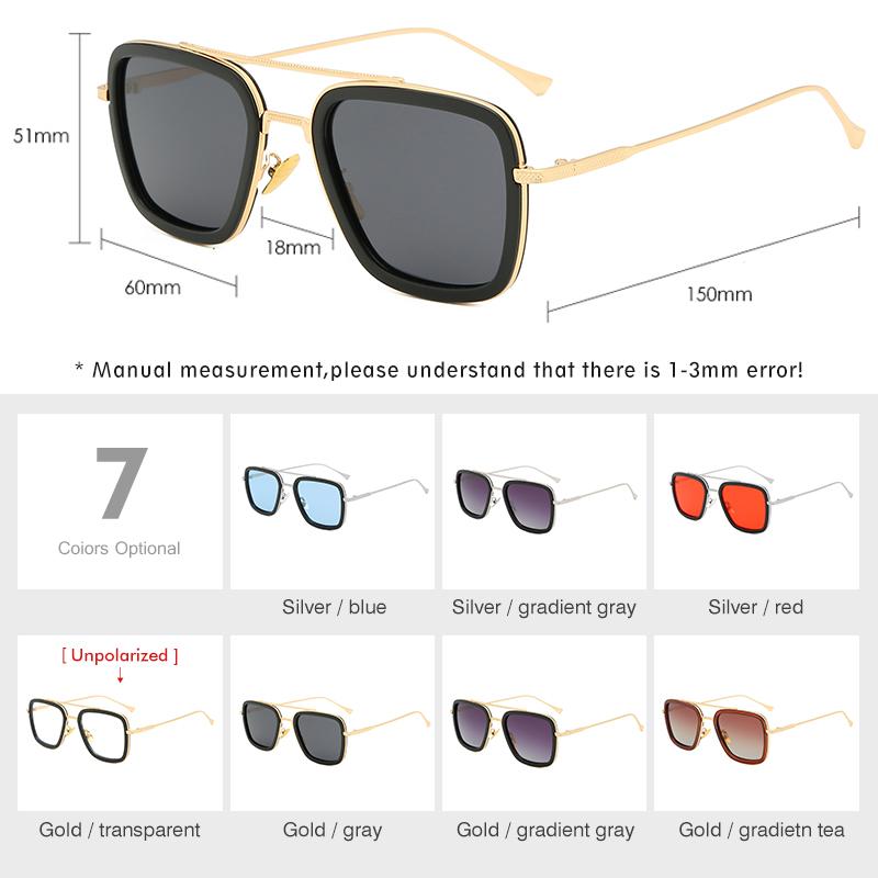 LM 2021 Phong Cách Khoa Học Viễn Tưởng Tony Stark Kính Mát Nam Nữ Vuông Phân Cực Polarized Kính Chống Nắng Vintage Gradient Lens UV400 Gafas De Sol