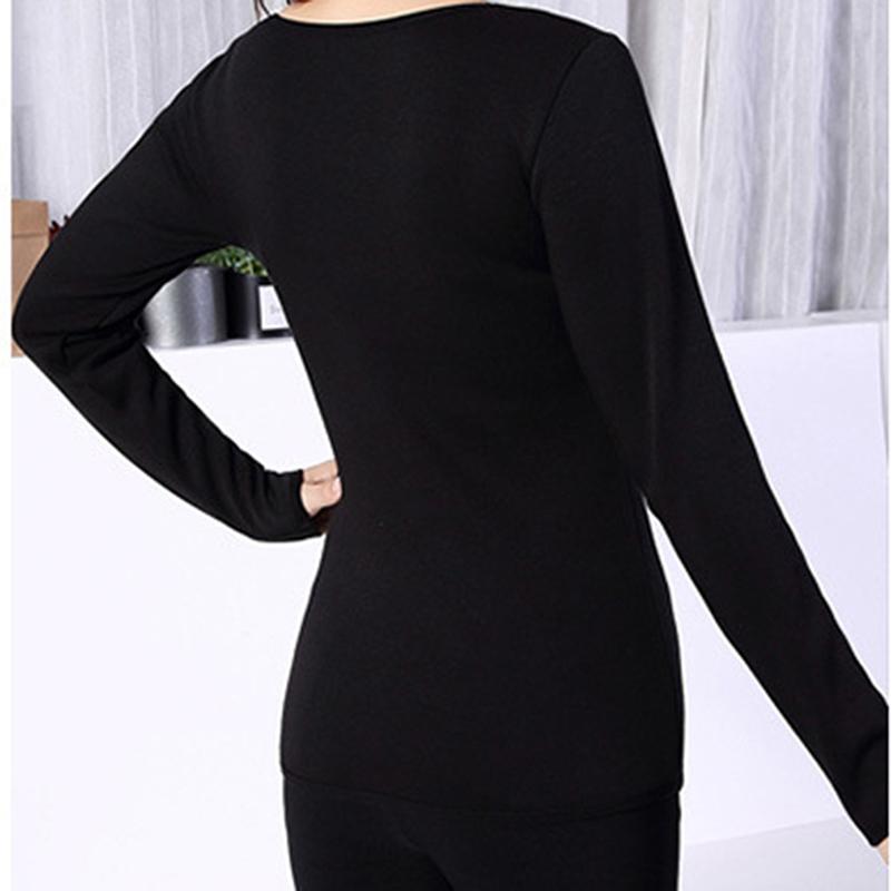2XL Dài Tay 1 Lớp Nhung Nhiệt Quần Áo Nữ Mùa Đông Quần Lót Cổ Tròn Cơ Bản Cho Bình Giữ Nhiệt Cao Cấp Nữ Thứ Hai Da