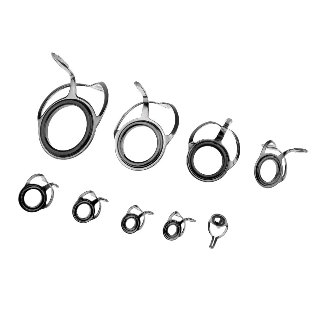 45pcs Vintage Fishing Rod Eyes Guides Line Rings Tips 6#-30# Rod Repair Kit