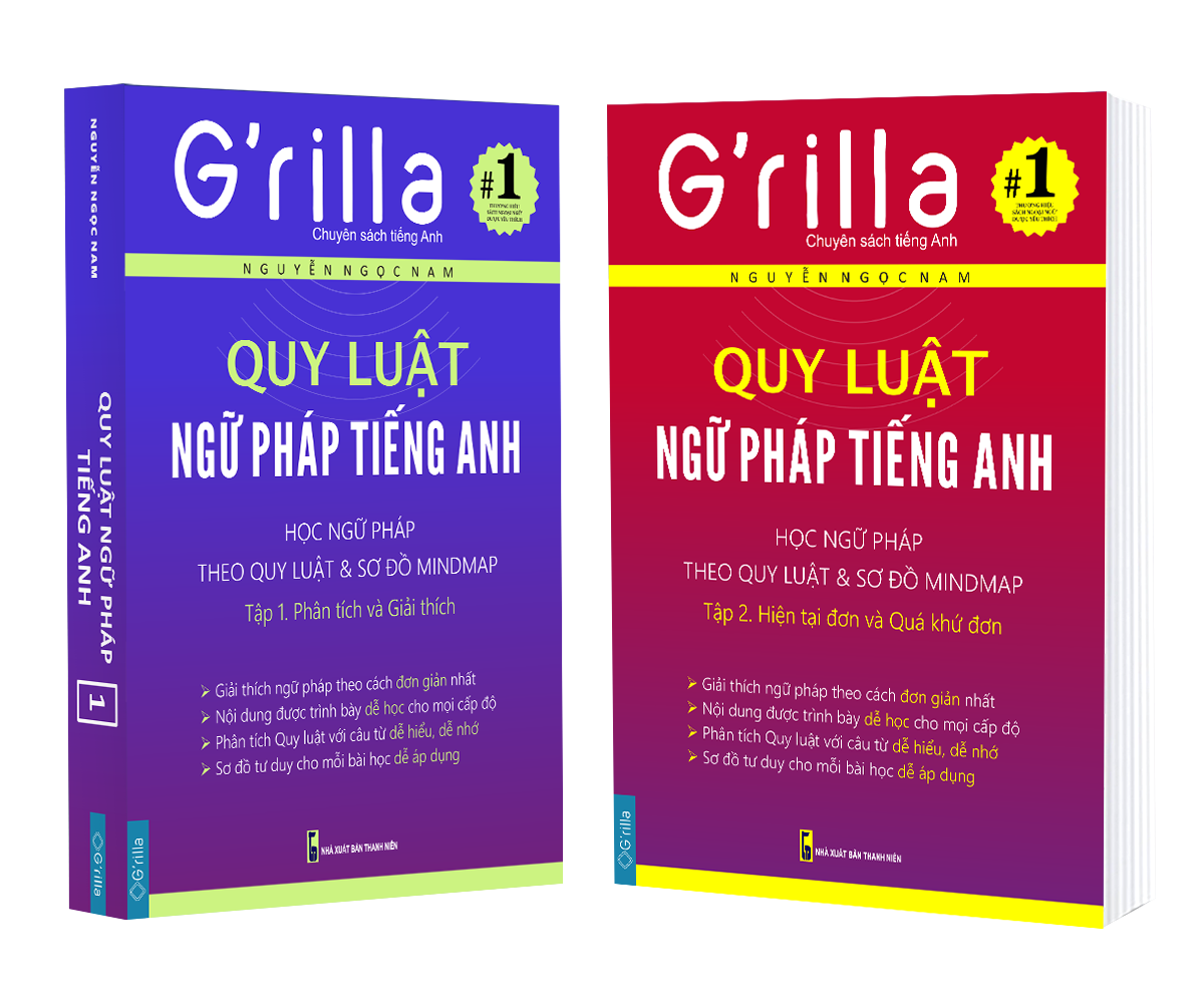 Sách - Combo Quy Luật Ngữ Pháp Tiếng Anh Grilla Tập 1 và 2, kèm quà tặng