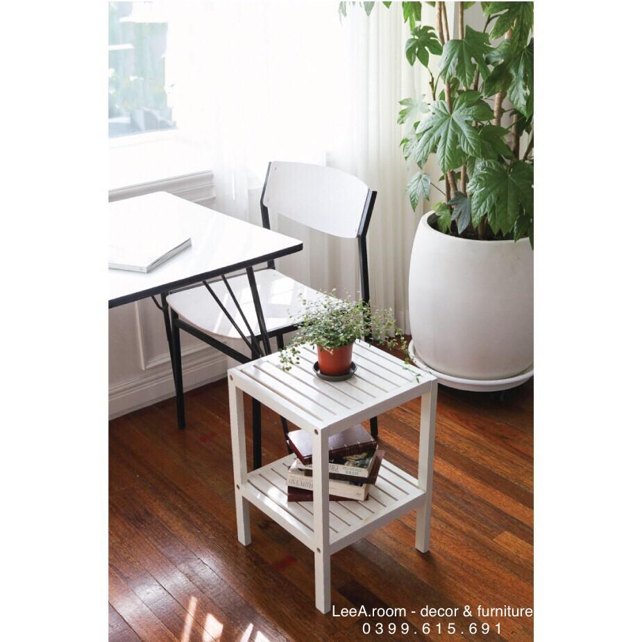 Kệ Gỗ Vuông 2 Tầng Decor Hàng Cao Cấp - Màu Trắng