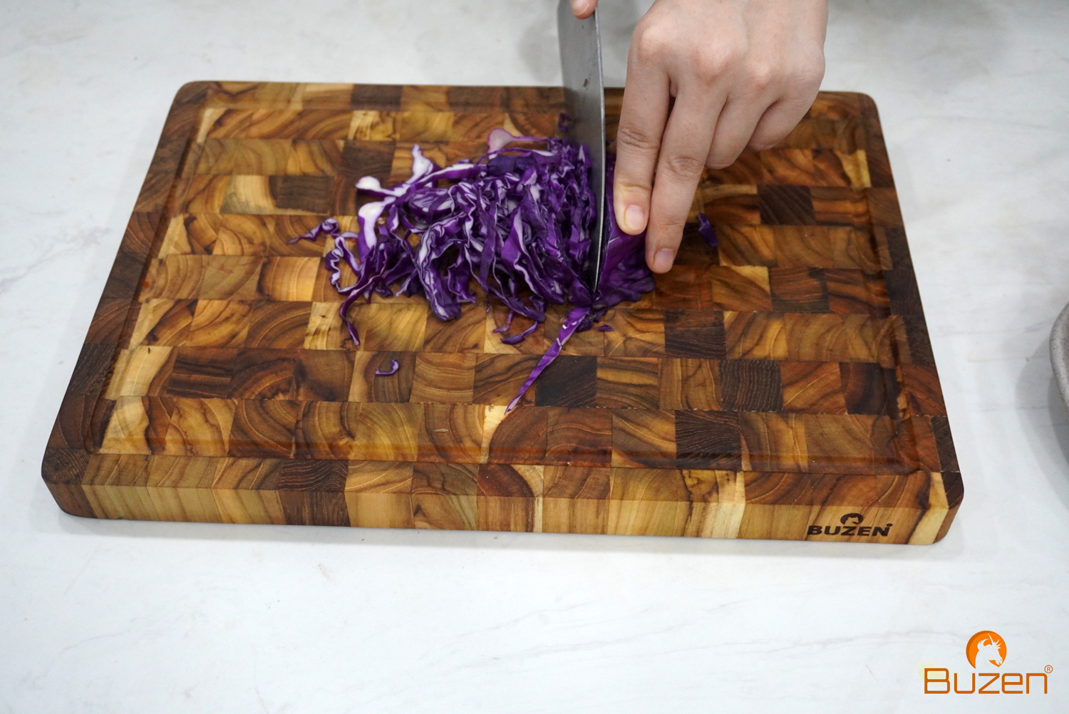 Thớt Gỗ Teak BUZEN Chữ Nhật Cao Cấp 25x35x2.5cm Gỗ Cao Cấp Không Ra Mùn Dăm, Bảo Vệ Lưỡi Dao, Có Kiểm Định An Toàn