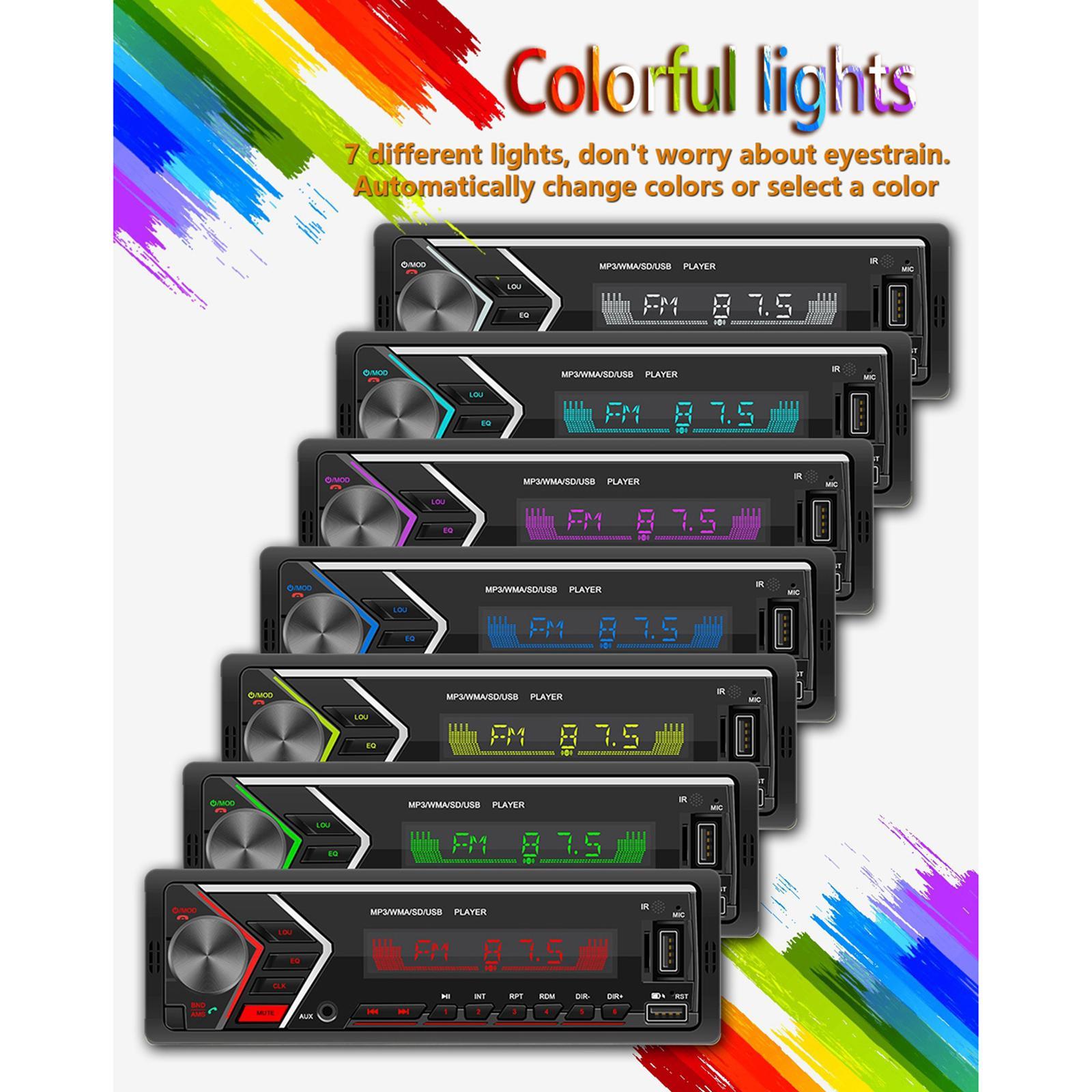 Colorful Lights Car Bluetooth Audio Hands Free Calling MP3 Player