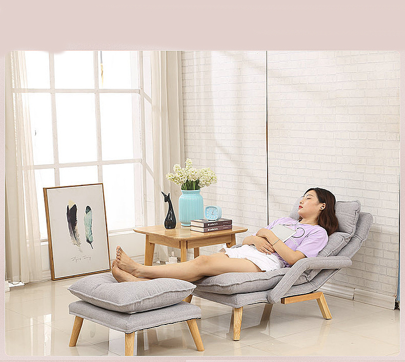 Ghế Sofa Thư Giãn Đọc Sách, Ghế Ngủ Tựa Lưng Thư Giãn Kèm Đôn Gác Chân, Ghế Phòng Ngủ - Hàng Nhập Khẩu