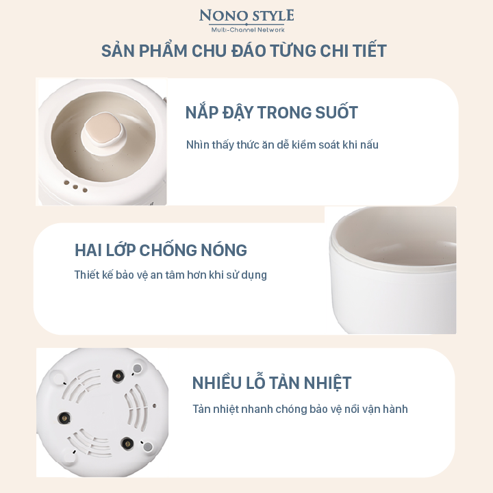 Nồi Điện Đa Năng NONOSTYLE (2L) - Hàng Chính Hãng