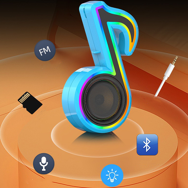 Loa Bluetooth Di Động Nốt Nhạc FT Có Led RGB Nổi Bật Thiết Kế Nhỏ Gọn Hiện Đại Hỗ Trợ Cổng kết nối Thẻ TF, AUX + Tai nghe chụp tai cao cấp