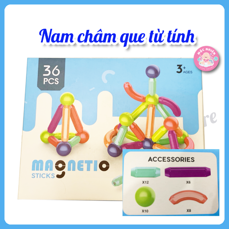 Đồ Chơi Xếp Hình Nam Châm Que Từ Tính Magnetic Sticks Loại Cao Cấp Dành Cho Bé Từ 3 Tuổi