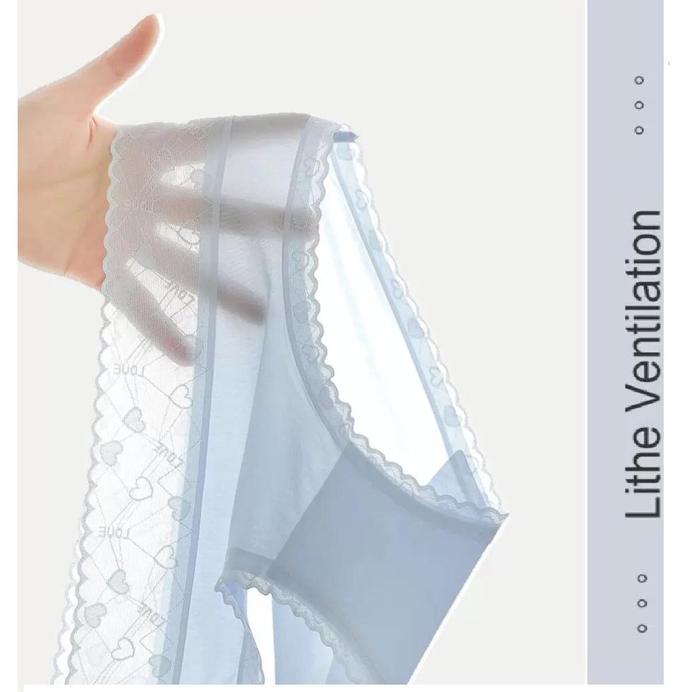 Quần lót nữ lụa băng - quần chip nữ tàng hình cạp ren họa tiết tim - có bigsize - mã QL06