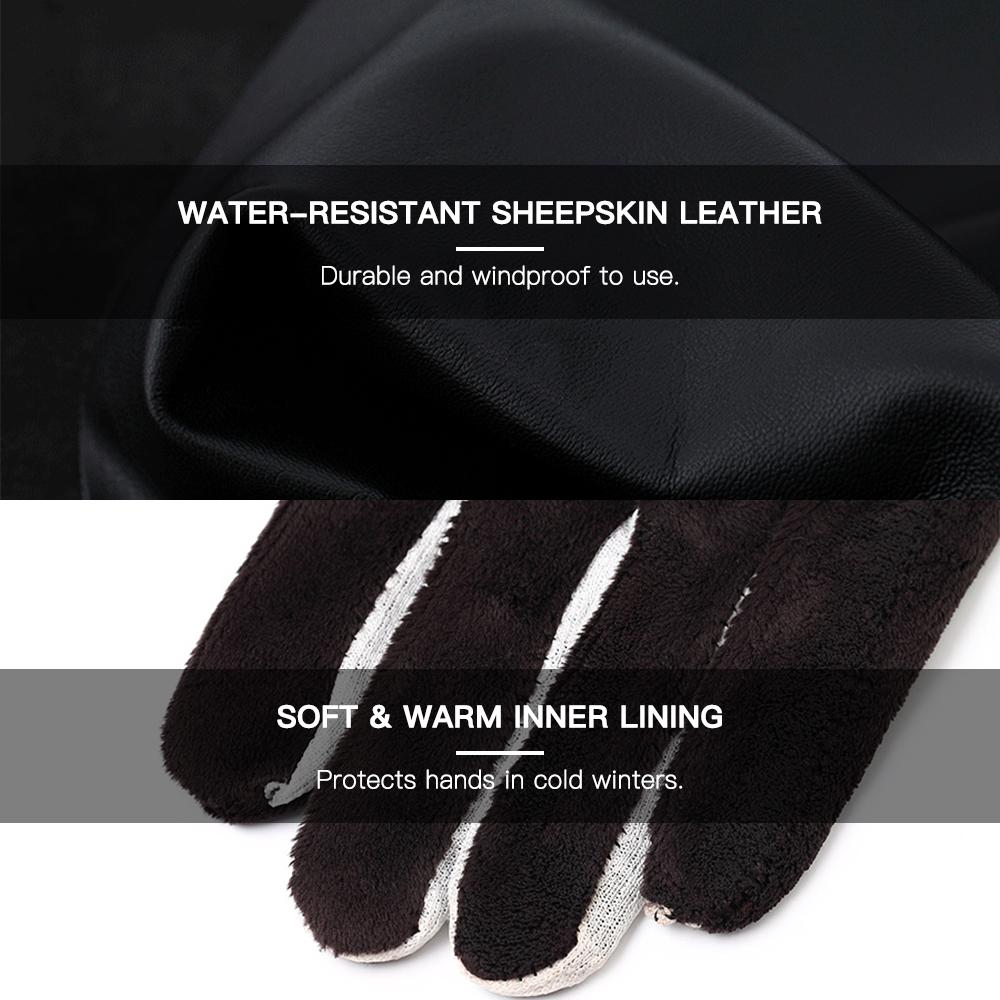 Găng Tay Da Cừu Mùa Đông Giữ Ấm Chống Nước Cho Nam