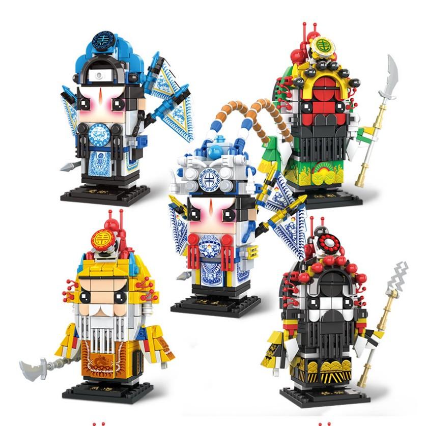 Mô hình Tam Quốc Hý Kịch lego lắp ghép các nhân vật Quan Công, Trương Phi, Lã Bố, Chu Du
