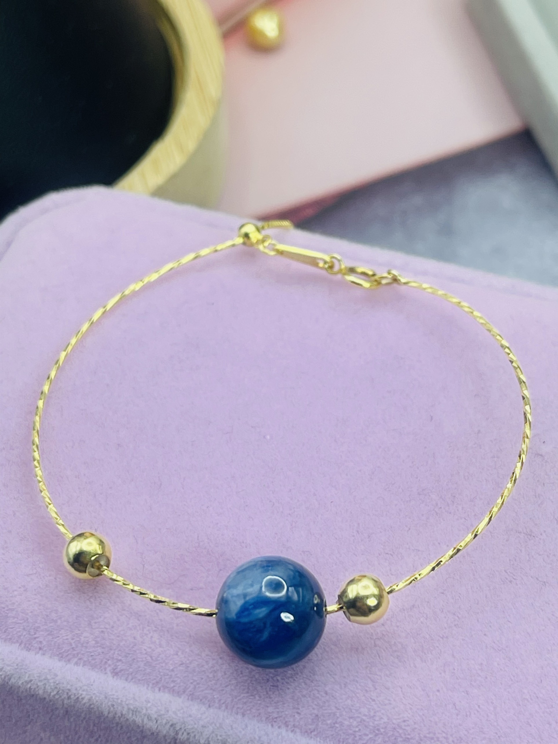 Kiềng tay Bạc 925 xi vàng Đá Ruby nước