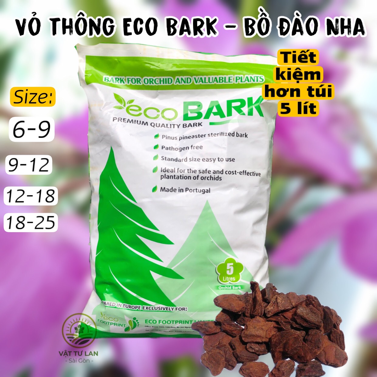 VỎ THÔNG BỒ ĐÀO NHA ECO BARK TÚI 5LIT (1KG