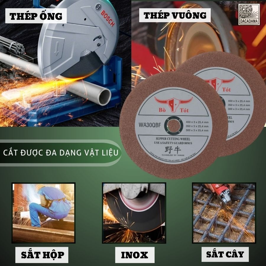(Combo 5 viên) Đá Cắt Bò Tót 400 x 3 x 25.4mm Chuyên Cắt Sắt Cắt Inox Sắc Bén, Cắt Không Bụi, Ít Hao Mòn | TOPWIN Official Store