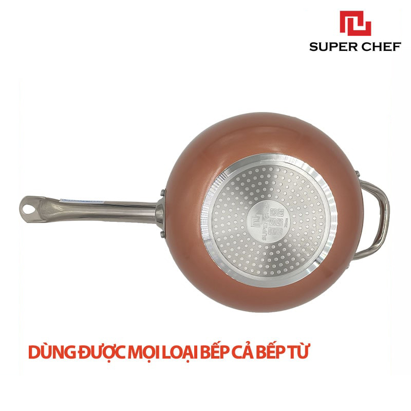 Chảo Chống Dính Ceramic Sâu Lòng Super Chef Cao cấp Siêu Bề Bỉ Không Bong Tróc, Siêu An Toàn, Tiện Lợi, Sang Trọng size 26-28-30cm