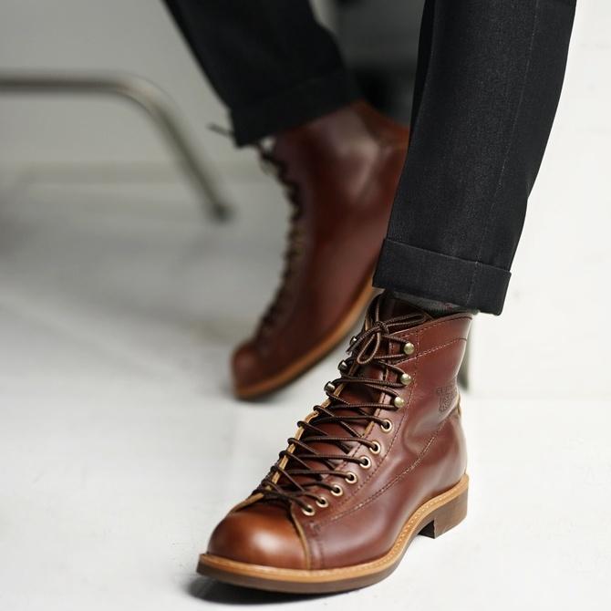 Giày boot nam cao cổ màu nâu REDWING LINEMAN, giày da thật cổ điển TONKIN