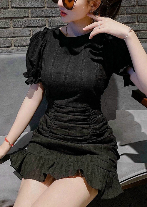 Đầm Xòe Đuôi Cá Nhún Thun Eo Duyên Dáng