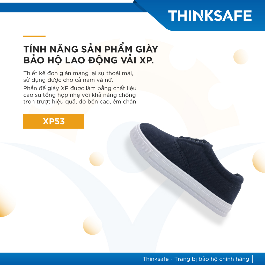 Giày vải xỏ chân Thinksafe XP bảo hộ lao động, thể dục, đi bộ, giày công nhân, công trình, nhà xưởng công trường nhà máy