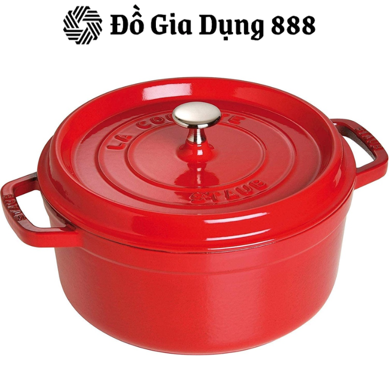 Nồi Gang Staub Tròn Màu Đỏ, Đường Kính 20cm, Chất Liệu Gang Tráng Men Cao Cấp, Giữ Nhiệt Lâu, Phù Hợp Với Mọi Loại Bếp, Nhập Khẩu Đức, Hàng Chính Hãng