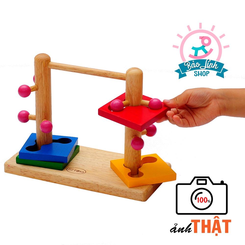 Giáo cụ Montessori 0-3 - Luồn cọc đôi cho bé rèn vận động tinh, tập trung, kiên nhẫn Winwintoys