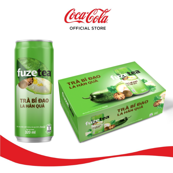 Thùng 24 lon Trà Bí Đao La Hán Quả Fuzetea Lon (320ml/lon x 24)