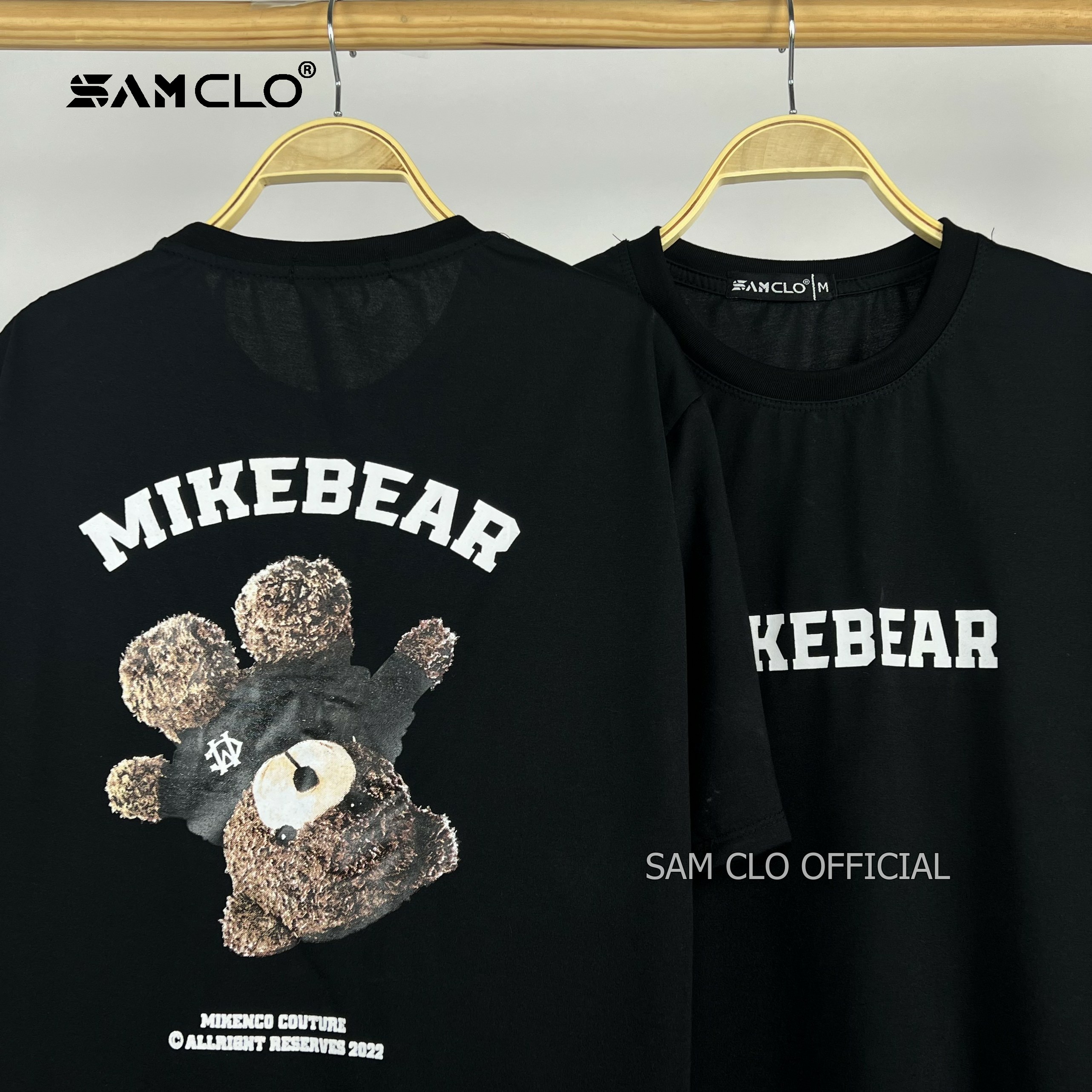 Áo phông tay lỡ nam nữ SAM CLO thun form rộng dáng Unisex - mặc cặp, nhóm, lớp in GẤU NÂU MIKE BEAR