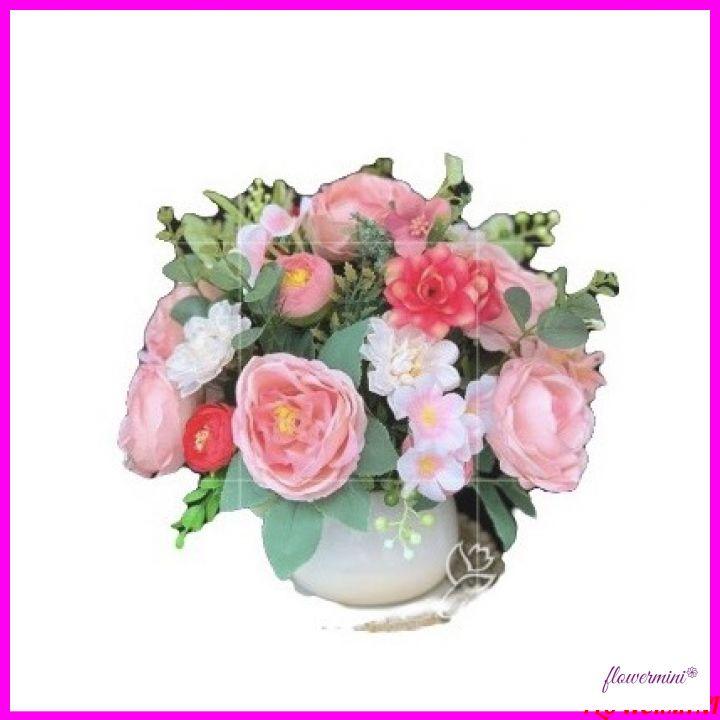 Hoa giả decor, bình hoa bồ công anh mix trang trí phòng khách, nhà hàng, văn phòng đẹp Flowermini LH-06