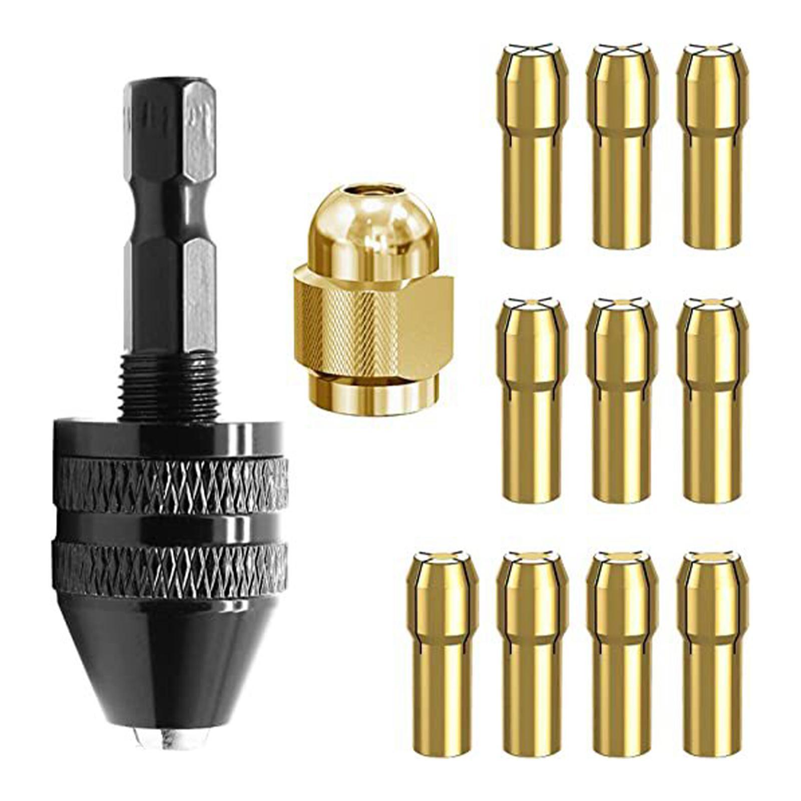 12x Collet Set Brass Collet Set Chuck Electric Motor Clamp Multi Chuck Drill Chuck for Engraving Machine Electric Grinder Fits Rotary Tools