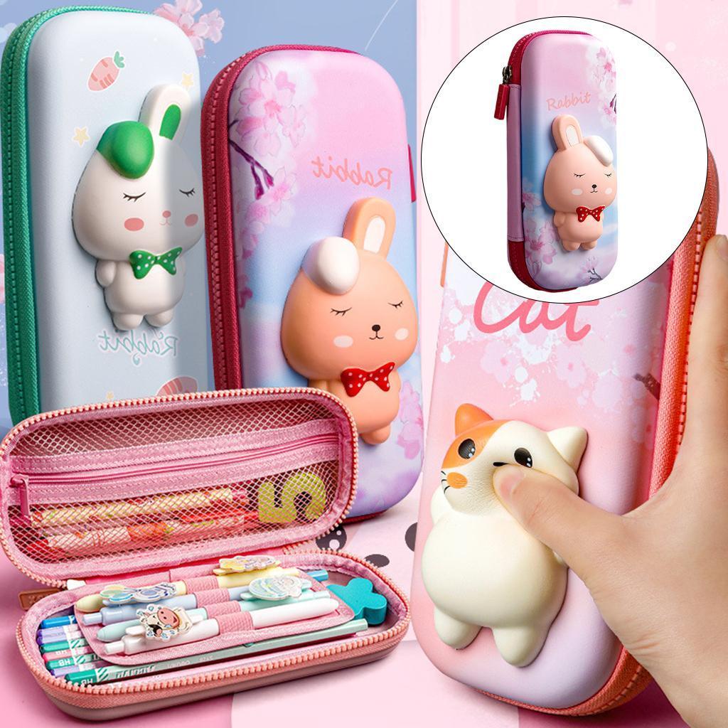 3D Decompression Pencil Case Large Capacity for School  Pink