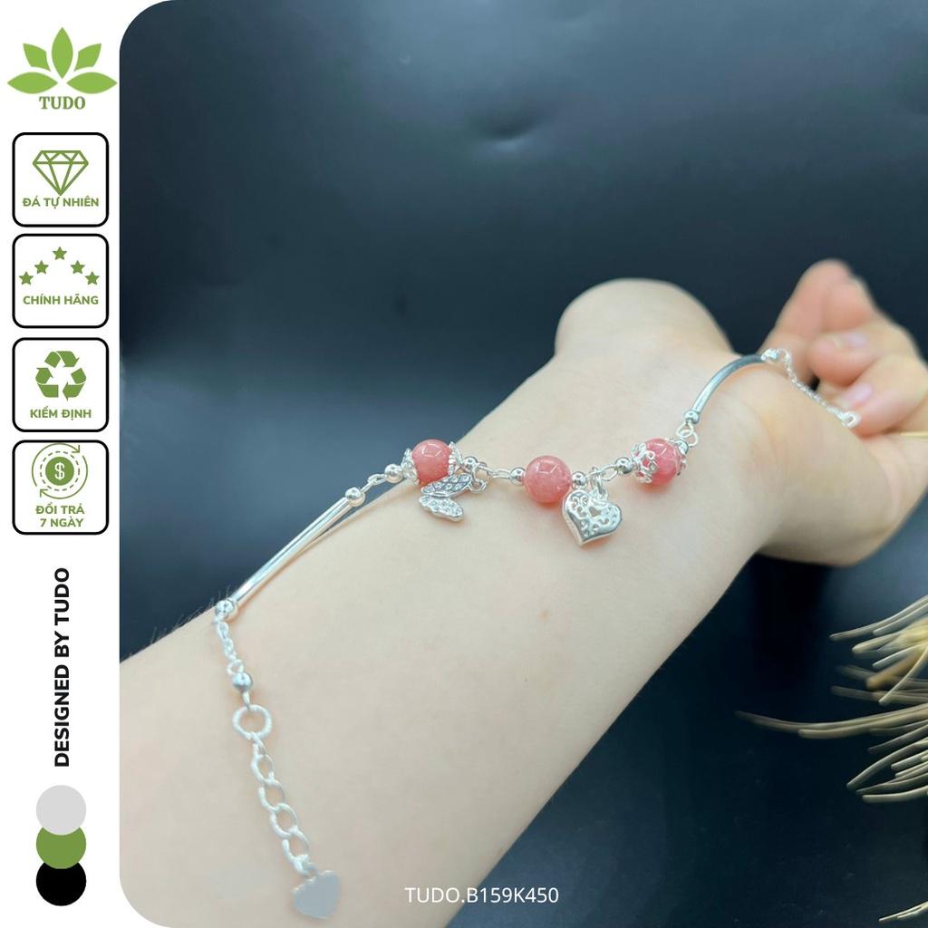 Vòng Tay Nữ Đẹp - Vòng Phong Thủy Đa Mệnh TUDO B159K450 VCBDAOH Charm Bạc Trái Tim, Hồ Điệp - Tình Duyên Như Ý