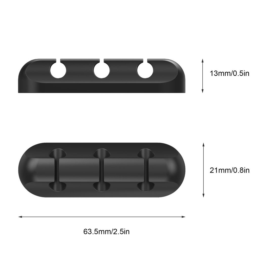 Kẹp Silicon 3 lỗ giữ dây sạc điện thoại, dây cáp USB, dây điện dính cạnh bàn, tường