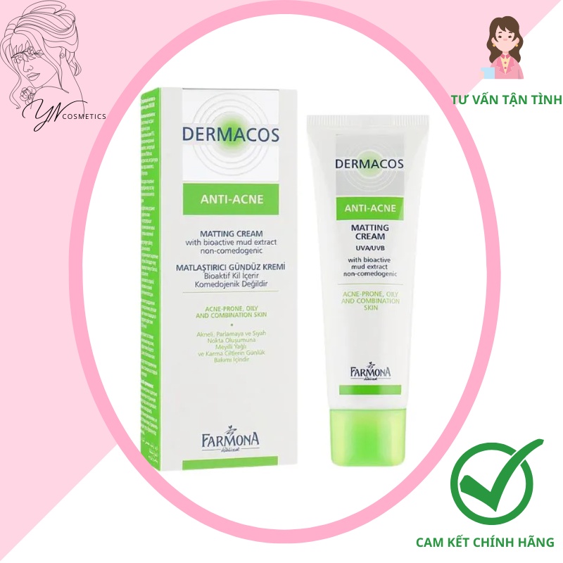 Kem dưỡng Giảm Bóng Nhờn Ngừa Mụn Farmona Dermacos Anti Acne Matting Cream - 50ml  YN COSMETICS
